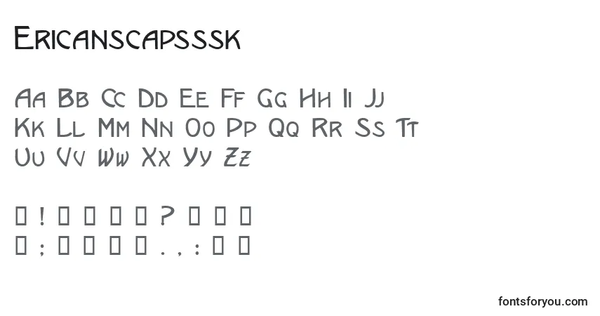A fonte Ericanscapsssk – alfabeto, números, caracteres especiais