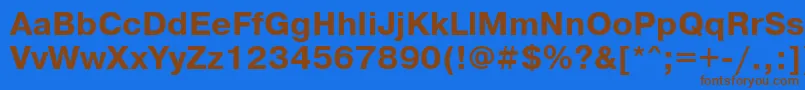 フォントPragmaticafttBold – 茶色の文字が青い背景にあります。