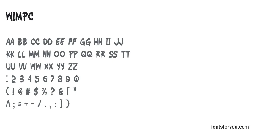 Czcionka Wimpc – alfabet, cyfry, specjalne znaki