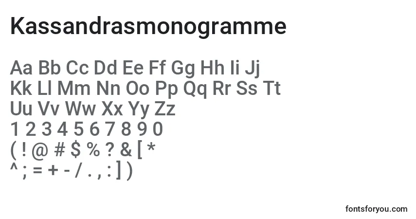 Шрифт Kassandrasmonogramme – алфавит, цифры, специальные символы