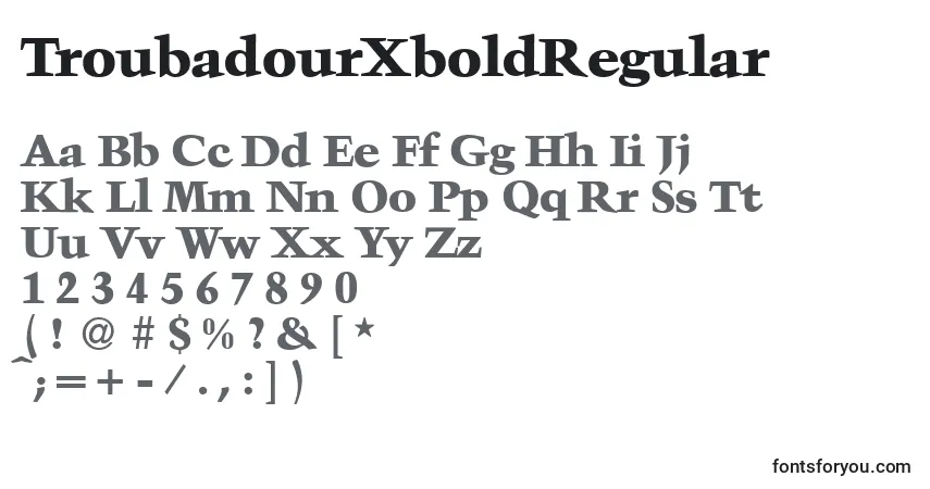 Schriftart TroubadourXboldRegular – Alphabet, Zahlen, spezielle Symbole