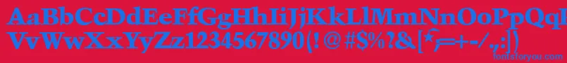 フォントTroubadourXboldRegular – 赤い背景に青い文字