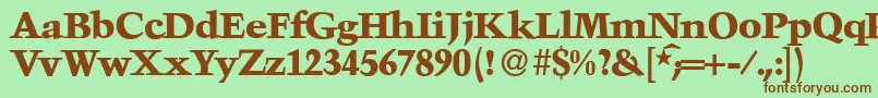 TroubadourXboldRegular-fontti – ruskeat fontit vihreällä taustalla