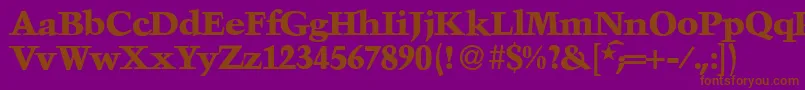 フォントTroubadourXboldRegular – 紫色の背景に茶色のフォント