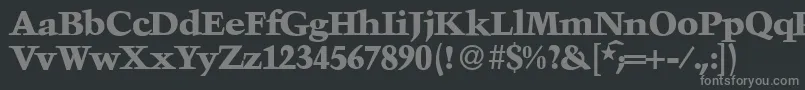 Fonte TroubadourXboldRegular – fontes cinzas em um fundo preto