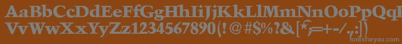 TroubadourXboldRegular-Schriftart – Graue Schriften auf braunem Hintergrund