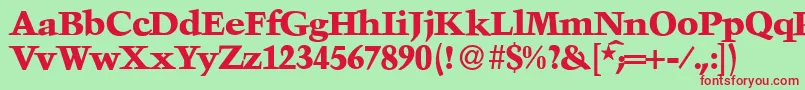 TroubadourXboldRegular-Schriftart – Rote Schriften auf grünem Hintergrund