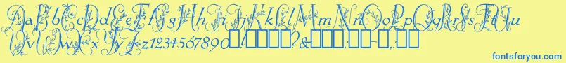 SpringtimeFlourish Font – Blue Fonts on Yellow Background