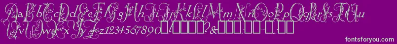 SpringtimeFlourish Font – Green Fonts on Purple Background