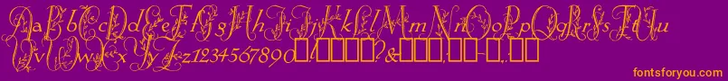 フォントSpringtimeFlourish – 紫色の背景にオレンジのフォント