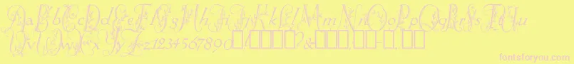 SpringtimeFlourish Font – Pink Fonts on Yellow Background