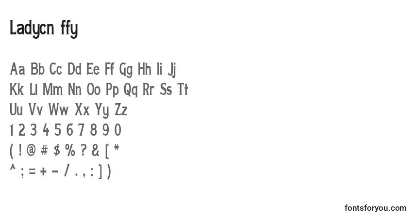 A fonte Ladycn ffy – alfabeto, números, caracteres especiais