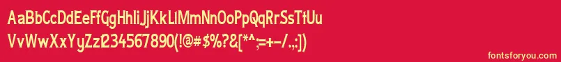 Ladycn ffy Font – Yellow Fonts on Red Background