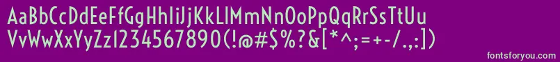 Fonte VoltaireRegular – fontes verdes em um fundo violeta