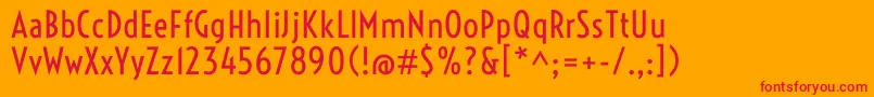 VoltaireRegular-Schriftart – Rote Schriften auf orangefarbenem Hintergrund
