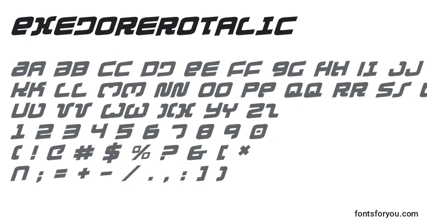Шрифт ExedoreRotalic – алфавит, цифры, специальные символы