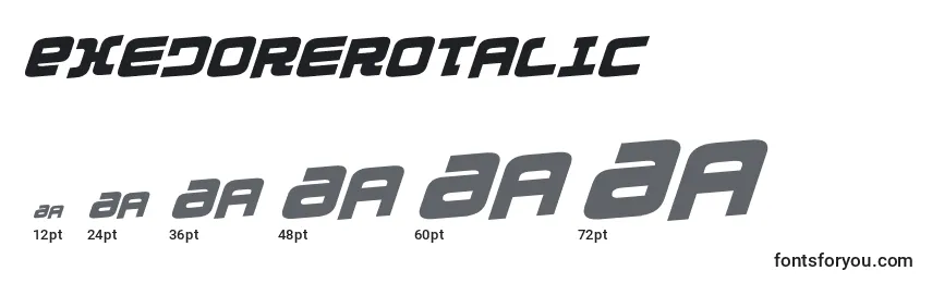 Размеры шрифта ExedoreRotalic