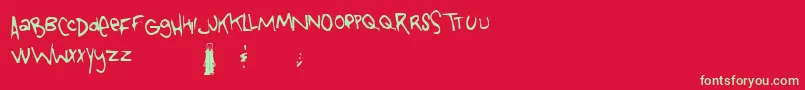 Tongueofcolicab Font – Green Fonts on Red Background
