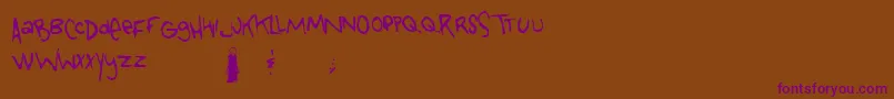 Tongueofcolicab-Schriftart – Violette Schriften auf braunem Hintergrund