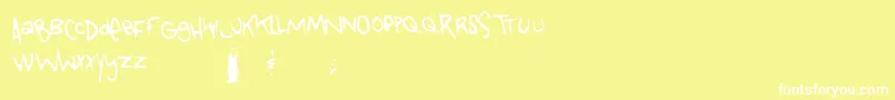 Tongueofcolicab-Schriftart – Weiße Schriften auf gelbem Hintergrund