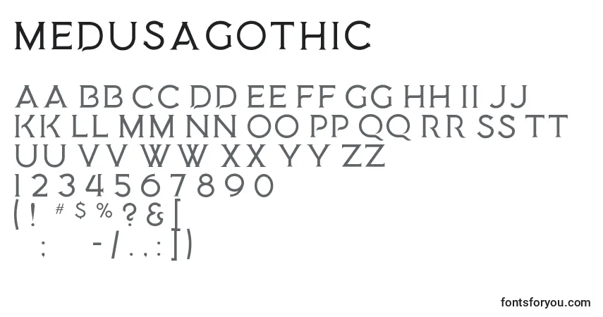 A fonte MedusaGothic – alfabeto, números, caracteres especiais