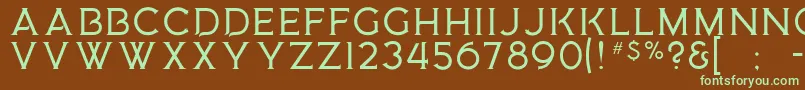 フォントMedusaGothic – 緑色の文字が茶色の背景にあります。