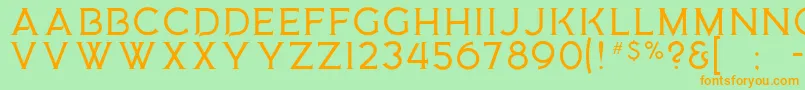 フォントMedusaGothic – オレンジの文字が緑の背景にあります。