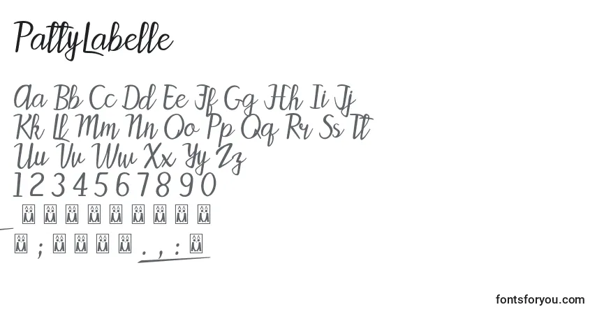 Czcionka PattyLabelle – alfabet, cyfry, specjalne znaki