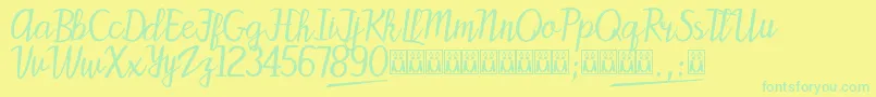 Czcionka PattyLabelle – zielone czcionki na żółtym tle