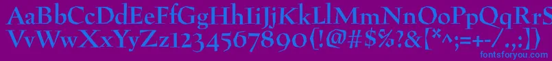 PreissigantikvaBold-fontti – siniset fontit violetilla taustalla