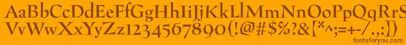 Weitere Informationen zur PreissigantikvaBold-Schriftart PreissigantikvaBold-Schriftart – Braune Schriften auf orangefarbenem Hintergrund