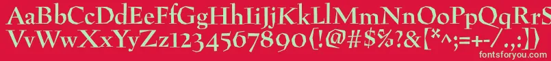 フォントPreissigantikvaBold – 赤い背景に緑の文字