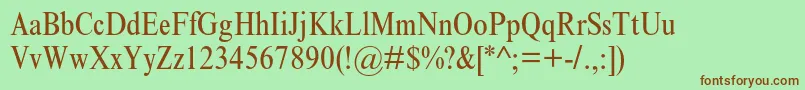 Fonte TimesnewromanmtstdCond – fontes marrons em um fundo verde