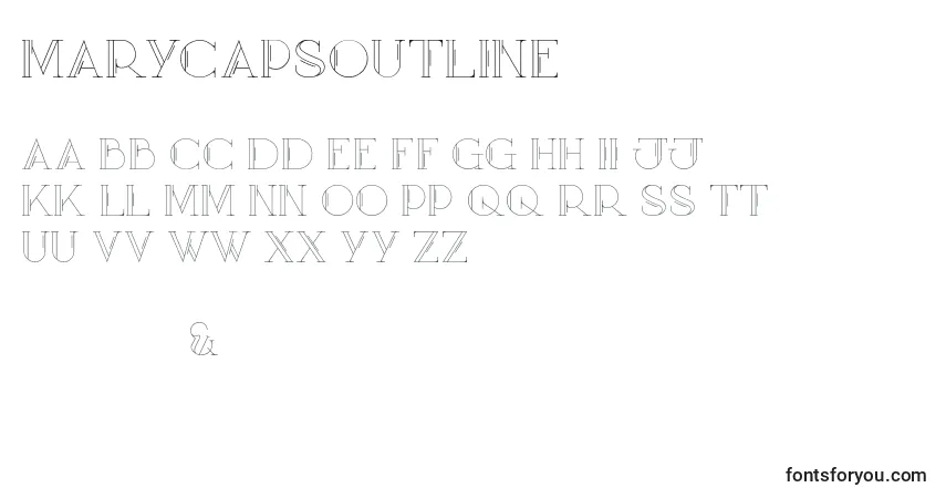 A fonte MaryCapsOutline – alfabeto, números, caracteres especiais