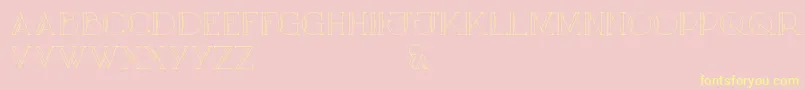 MaryCapsOutline-Schriftart – Gelbe Schriften auf rosa Hintergrund