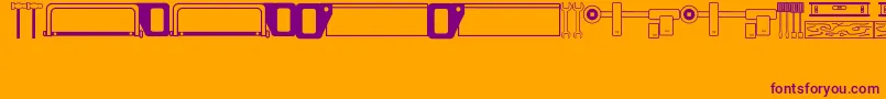 QuickFixJl-Schriftart – Violette Schriften auf orangefarbenem Hintergrund