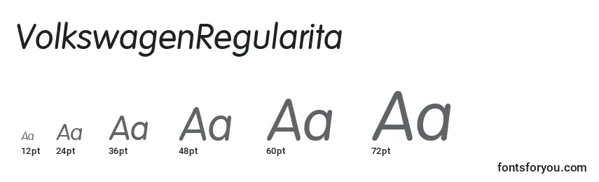 Размеры шрифта VolkswagenRegularita