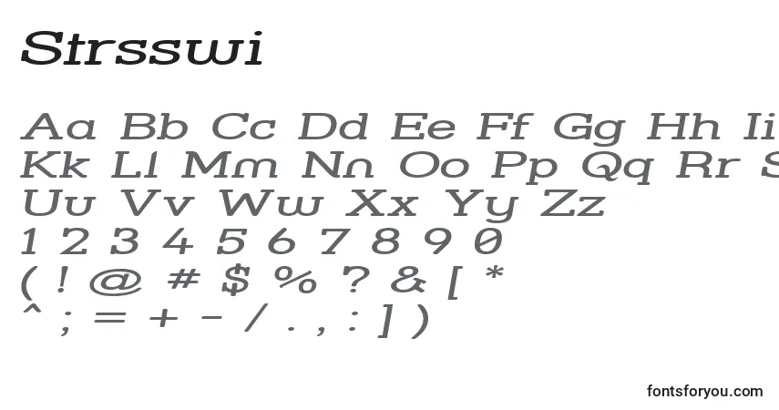 A fonte Strsswi – alfabeto, números, caracteres especiais