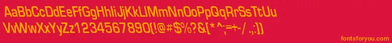 フォントEurosecondbackslantRegular – 赤い背景にオレンジの文字