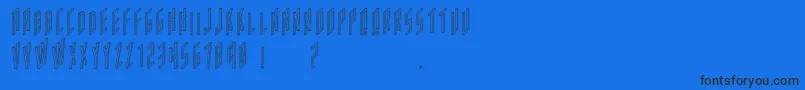 Acframedoutline-Schriftart – Schwarze Schriften auf blauem Hintergrund