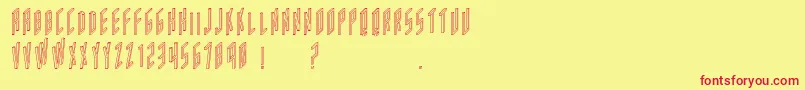 Acframedoutline-Schriftart – Rote Schriften auf gelbem Hintergrund
