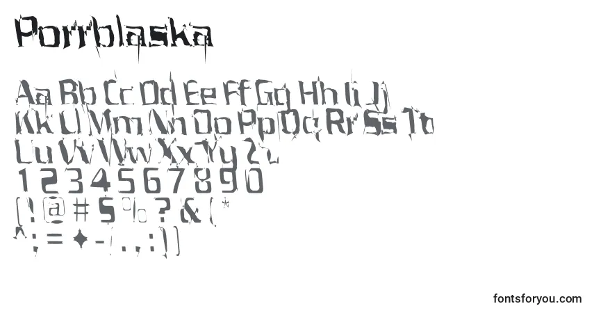 A fonte Porrblaska – alfabeto, números, caracteres especiais