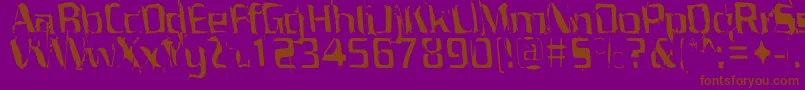 Porrblaska-Schriftart – Braune Schriften auf violettem Hintergrund