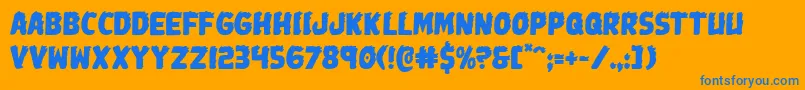 Johnnytorch-Schriftart – Blaue Schriften auf orangefarbenem Hintergrund