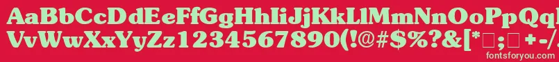 フォントBerraDisplaySsi – 赤い背景に緑の文字