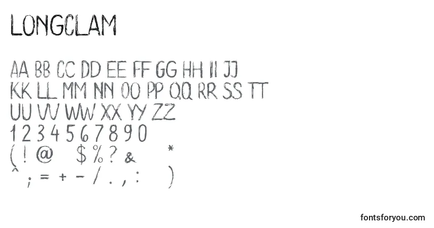 A fonte LongClam – alfabeto, números, caracteres especiais