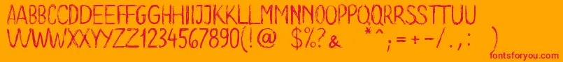 LongClam-Schriftart – Rote Schriften auf orangefarbenem Hintergrund