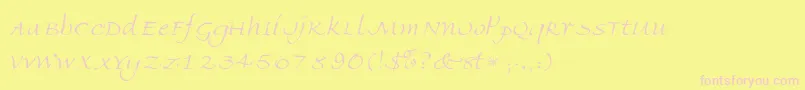 Czcionka AmbienteScriptSsiLight – różowe czcionki na żółtym tle