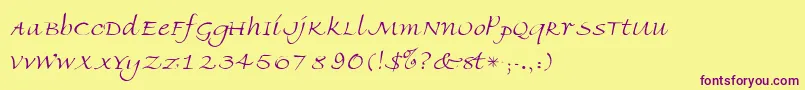 Шрифт AmbienteScriptSsiLight – фиолетовые шрифты на жёлтом фоне