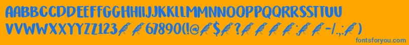 DkHoneyguideCaps Font – Blue Fonts on Orange Background